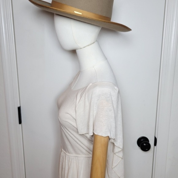 Free People Beach Linen Blend Mini Dress Size Small Flutter Back Detail Resort - Picture 6 of 11